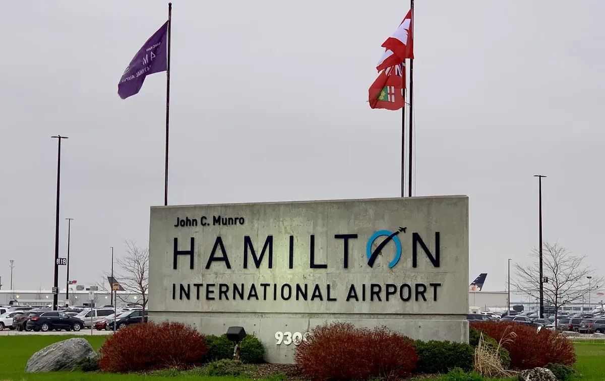 John C. Munro Hamilton International Airport entrance sign